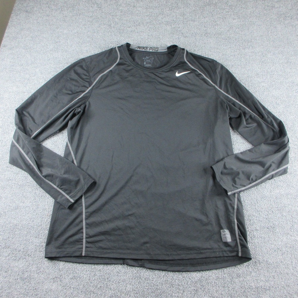 Nike Pro Shirt Mens XL Black Dri-FIT Fitted Long Sleeve Athletic Base Layer